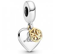 Pandora, Ciondolo a forma di albero genealogico bicolore e cuore in argento sterling e oro 14k 799366C00
