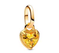 Pandora ME 763862C01 - Mini ciondolo a forma di cuore, in argento sterling placcato oro 14 carati, con zirconi, compatibile con Me e Moments, 2,9x8,6x6,6 mm, Argento sterling, Zirconia cubica