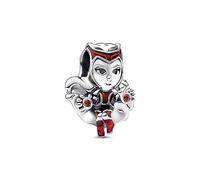 PANDORA Ciondolo di Scarlet Witch della Marvel in argento Sterling con cristallo rosso salsa, rosso trasparente, ciliegia e smalto nero