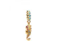 Pandora Moments 763895C01 - Ciondolo a forma di cavalluccio marino, in argento sterling placcato oro 14 carati, con zirconi, compatibile Me e Moments, 3,5x17,5x6,1 mm, Argento sterling, Zirconia