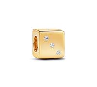 PANDORA Collana Moments a forma di cuore con simbolo dell'infinito brillante placcata in oro 14 carati con zirconi cubici trasparenti