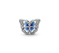 PANDORA Ciondolo Moments a forma di farfalla in argento Sterling con zirconia cubica trasparente e smalto blu e bianco sfumato
