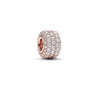PANDORA Ciondolo Moments a forma di rosa placcato in oro 14 k con zirconia cubica trasparente