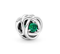 PANDORA Ciondolo Moments con Eternity Circle in argento Sterling con cristallo verde reale
