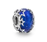 PANDORA Ciondolo Moments in argento Sterling con galassia glitterata in vetro di Murano blu