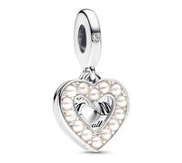 Pandora Ciondolo pendente a doppio cuore bianco perlato 792649C01 1 UD.