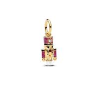 PANDORA Moments 763583C01 - Ciondolo a forma di schiaccianoci in lega di metallo placcato oro 14K e zirconi, compatibile con ME e Moments