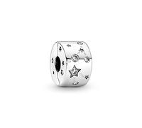 PANDORA Clip Moments con costellazione in argento Sterling con zirconia cubica trasparente e smalto bianco argentato scintillante