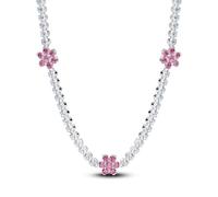 PANDORA Timeless 394561C01-40 - Collana da tennis a forma di fiore rosa, in argento Sterling 925 con zirconi cubici, lunghezza 40 cm