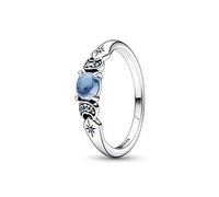 PANDORA Disney Anello con Aladin e Jasmine in argento Sterling con cristallo blu ghiaccio e cristallo blu chiaro di luna, 58
