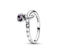 PANDORA Disney Anello in argento Sterling a forma di polpo de La Sirenetta con zirconia cubica trasparente e perla artificiale laccata viola, 52