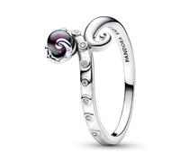 PANDORA Disney Anello in argento Sterling a forma di polpo de La Sirenetta con zirconia cubica trasparente e perla artificiale laccata viola, 58