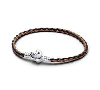 PANDORA Bracciale 593361C01-S3 in pelle nera e marrone
