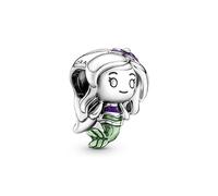 PANDORA Disney Ciondolo con Ariel in argento 9 con smalto viola e verde