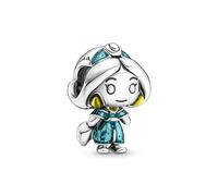 PANDORA Disney Ciondolo con Jasmine in argento Sterling con smalto giallo e blu glitterato