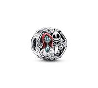 PANDORA Disney Ciondolo con Sally e Jack in argento Sterling con smalto nero, rosso e blu