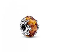 PANDORA Disney Ciondolo de Il Re Leone in argento Sterling con avventurina glitterata e vetro di Murano arancione bruciato