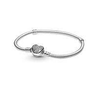 PANDORA Disney PANDORA Moments Mickey Mouse Heart Clasp Snake Chain Braccialetto, Taglia 19