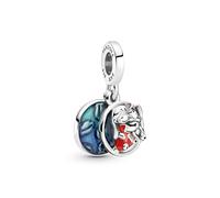 PANDORA Disney Pendente con Lilo e Stitch in argento Sterling con smalto rosso, viola e blu trasparente