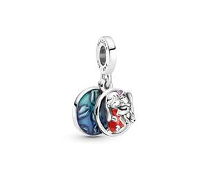 PANDORA Disney Pendente con Lilo e Stitch in argento Sterling con smalto rosso, viola e blu trasparente