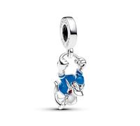 PANDORA Disney Pendente con Paperino in argento Sterling con smalto olografico rosso e blu