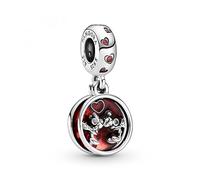 PANDORA Disney Pendente con Topolino e Minnie in argento Sterling con zirconi rossi e smalto rosso