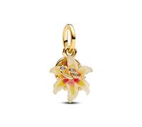 PANDORA Disney Rapunzel 764020C01 - Ciondolo a forma di fiore magico in argento sterling con lega di metallo placcato oro 14 carati, zirconi, compatibile Moments