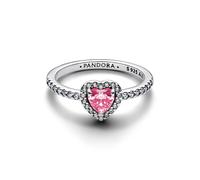 Pandora Elevated Pink Heart Ring 198421C03-54 - Sterling Silver with Pink Heart-Shaped Stone