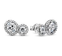 Pandora Embracing Halo Stud Earrings 293774C01 - Sterling Silver, Cubic Zirconia