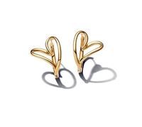 Pandora Essence 263807C00 - Orecchini a cerchio a forma di cuore organico in argento sterling con lega di metallo dorata, 24,5x25,9x19,7 mm, Argento sterling, Nessuna pietra preziosa