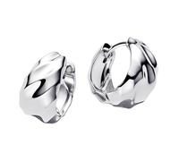 Pandora Essence 293874C00 - Orecchini a cerchio ondulati in argento sterling, 17,1x16x10,2 mm, Argento sterling, Nessuna pietra preziosa