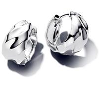 Pandora Essence 293874C00 - Orecchini a cerchio ondulati in argento sterling, 17,1x16x10,2 mm, Argento sterling, Nessuna pietra preziosa