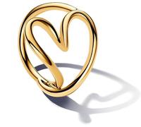 PANDORA Essence Anello aperto placcato in oro 14k con perla coltivata d'acqua dolce trattata bianca, 56