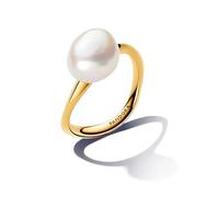 PANDORA Essence Anello placcato in oro 14k con perla coltivata d'acqua dolce trattata bianca barocca, 56