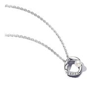 PANDORA Essence Collezione in argento Sterling con perle coltivate d'acqua dolce trattate bianche, 45, Collana con ciondolo circolare piccolo