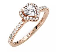 PANDORA Timeless Anello con cuore placcato in oro rosa 14 k con zirconi cubici trasparenti, 56