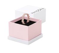 PANDORA Garden Anello con margherite placcato in oro rosa 14 k con zirconi cubici trasparenti, 48
