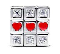 PANDORA Moments 793672C01 - Ciondolo a forma di cubo in argento sterling con zirconi, compatibile Moments, Rot, Argento sterling, Zirconia cubica