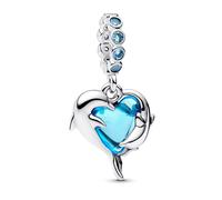 Pandora Gioiello Argento Ciondolo Charm Blu Vetro di Murano Delfino 793924C01