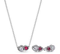 Pandora Gioiello Donne-Set Collana E Orecchini Halo Cuori Due Colori 2