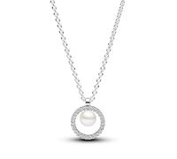 Pandora Gioiello senza tempo, in argento Sterling con perla d'acqua dolce trattata bianca e zirconia cubica trasparente