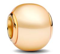 PANDORA Moments 763781C01 - Charm in argento sterling placcato oro 14 carati, con perle artificiali, compatibili, 10,4x10,4x9 mm, Argento sterling, Nessuna pietra preziosa