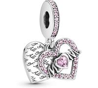 PANDORA Anello Wishbone con cuore brillante in argento Sterling con zirconia cubica trasparente, 58