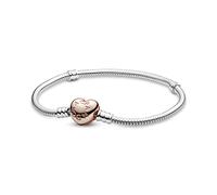 PANDORA Icons Bracciale in argento con chiusura a forma di cuore placcata in oro rosa 14k, 18