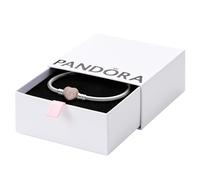 PANDORA Icons Bracciale in argento in maglia snake con chiusura a forma di cuore placcata in oro rosa 14 carati e zirconi cubici trasparenti, 16