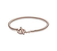 PANDORA Icons Bracciale in maglia snake con barra a T placcato in oro rosa 14 carati, 18