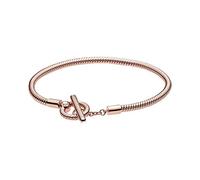 PANDORA Icons Bracciale in maglia snake con barra a T placcato in oro rosa 14 carati, 20