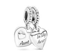 PANDORA Icons Ciondolo a forma di cuore diviso con scritta Aunt e Niece, in argento Sterling