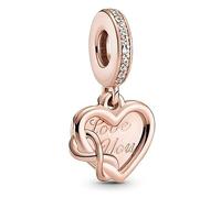 PANDORA Icons Pendente a forma di cuore e infinito placcato in oro rosa 14 carati con zirconi cubici trasparenti