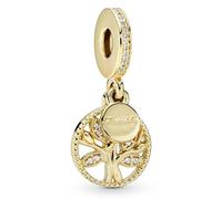 PANDORA Icons Pendente con albero genealogico placcato in oro 14 k con zirconi cubici trasparenti